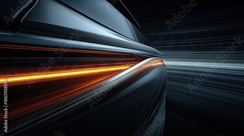 Dynamic Motion Blur of Sleek Automotive Tail Light Design with Abstract Background