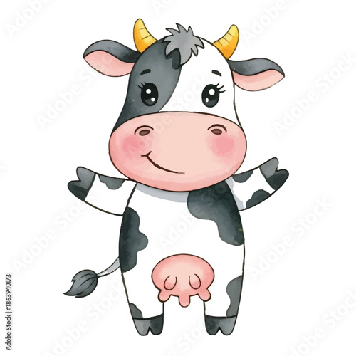 Funny cute cow cartoon isolated on a white background