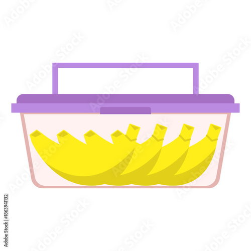 Bananas in plastic container