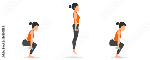 step by step tutorial for squat jump exercises with dumbbells
