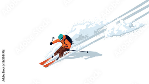 Winter sports enthusiast skiing downhill in action-packed adventure