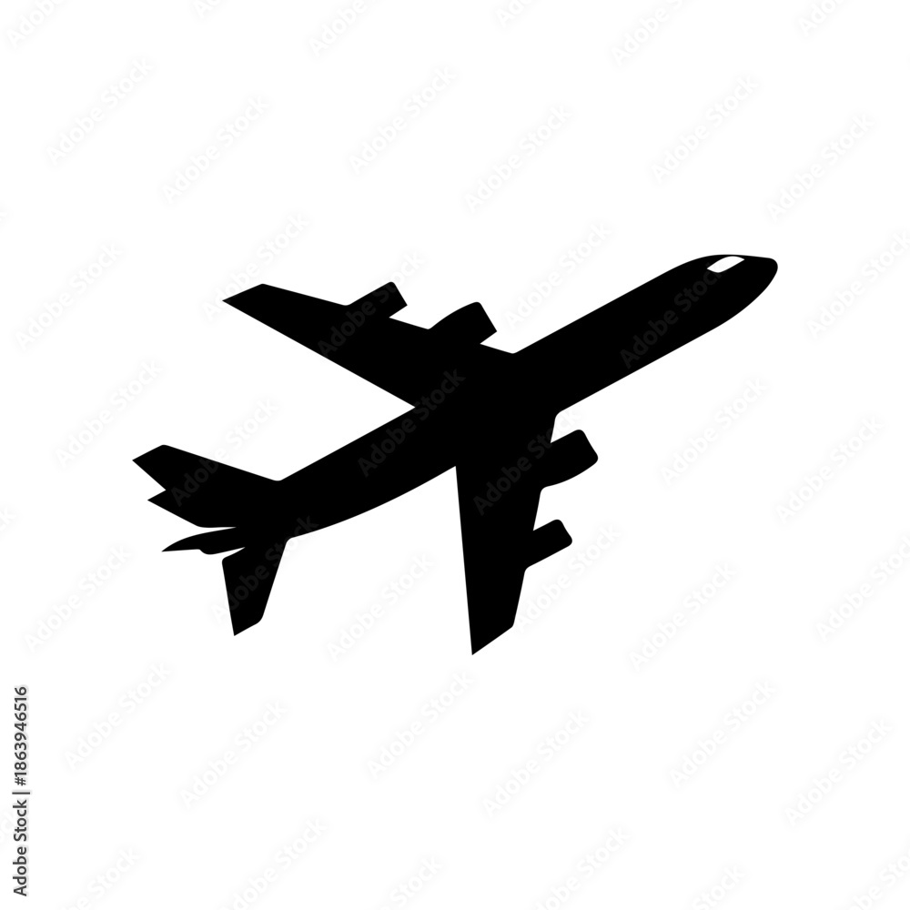 Obraz premium Silhouette of a commercial airplane in flight