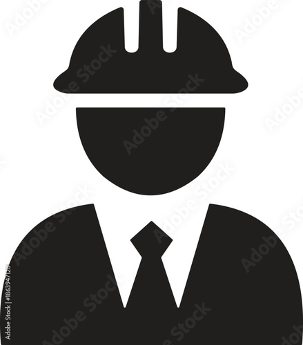 Engineer profile icon with safety helmet for construction and industry.