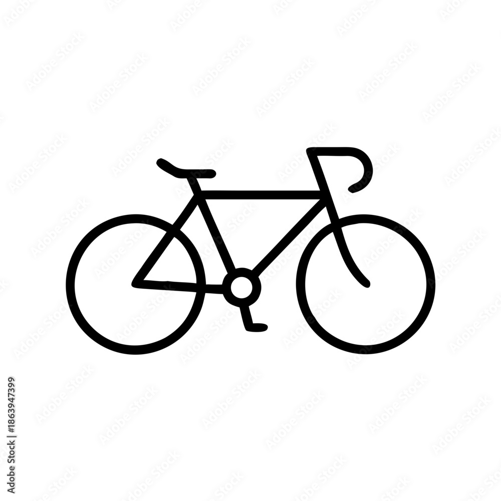 Fototapeta premium Bicycle icon in minimalist style on white background 