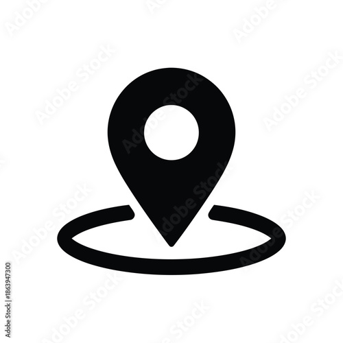 Foto Simple black map marker icon with a circular base illustration