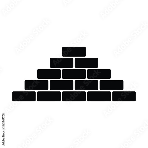 A simple black and white illustration of a stacked brick wall pattern