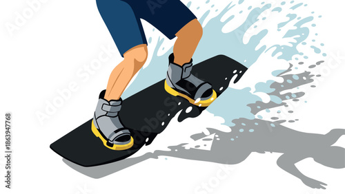 Water sports adventure with wakeboarding action and dynamic splash