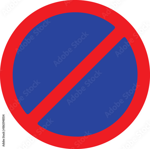 No Parking Traffic Sign Flat Vector for Road Regulation, urban planning layouts, parking enforcement documentation, and road safety manuals.