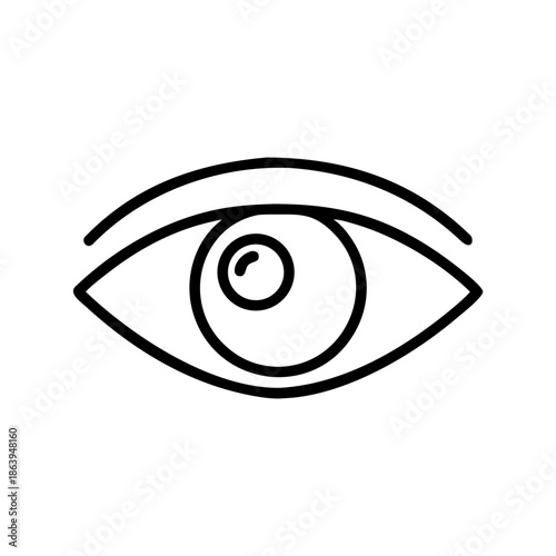 Eye icon with circular pupil in minimalist line art style  