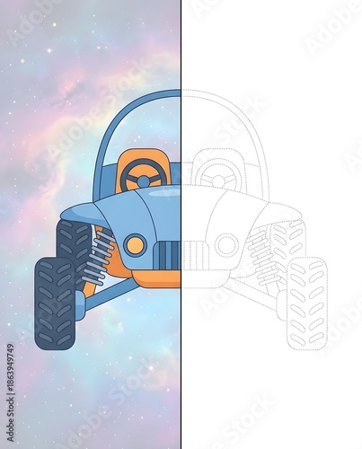 Space exploration vehicle ATV symmetry mirror drawing worksheet 
