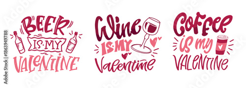 Valentine's Day core. Hand drawn doodle lettering quote about Love. Lettering for t-shirt design, mug print, bag print, clothes fashion. 100% hand drawn vector image.