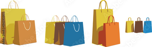 Collection of various sized holiday shopping bags in silhouette style