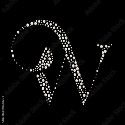 Capital Letters of English alphabet romantic with pearls