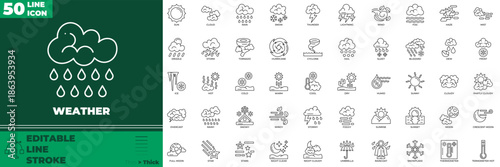 Weather Line Editable Icons set