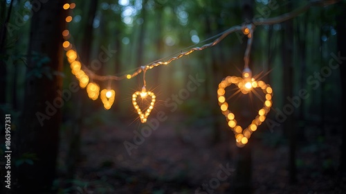 Magical Forest with Heart-Shaped LED Lights