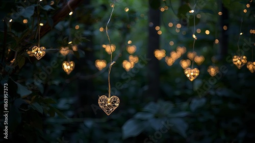 Magical Forest with Heart-Shaped LED Lights