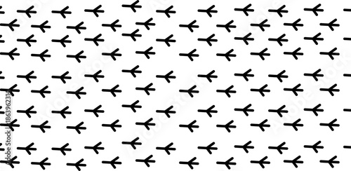 Symmetric trail of chick footprints walking forward in vertical orientation