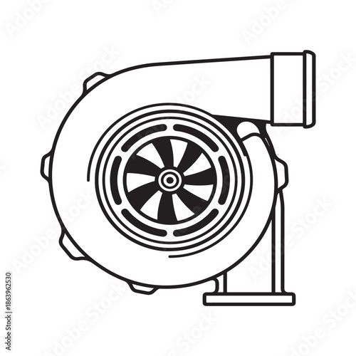 Turbo charger line art mechanical technical  drawing 