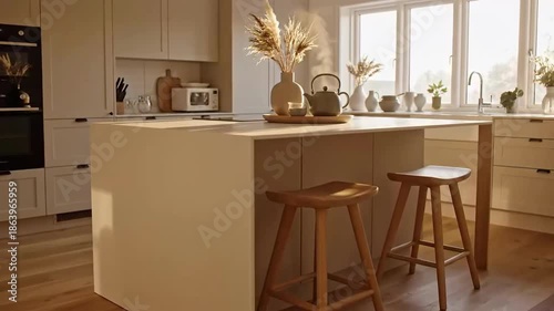 Modern Kitchen Interior Design With Neutral Colors And Warm Lighting Home Decoration Ideas