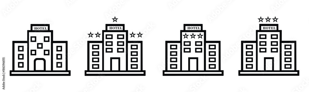 Naklejka premium icon building set. hotel vector set