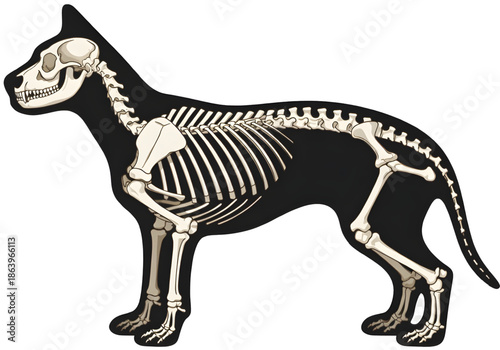 Detailed dog skeleton anatomy model
