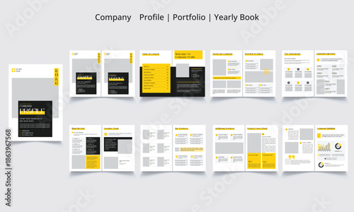Brochure template layout design, minimal multipage business brochure template design, annual report, corporate company profile, editable template layout.