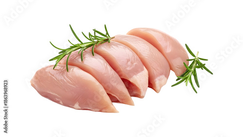 raw chicken breast with herbs on transparent background