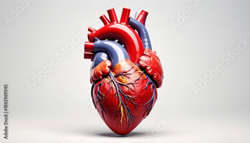 Anatomical Heart: A detailed depiction of a human heart, showcasing its intricate structure and vibrant colors, offering a view into the body's central organ.