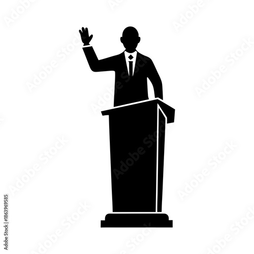 Minimalist silhouette of a speaker at a podium for Inspirational public speaking