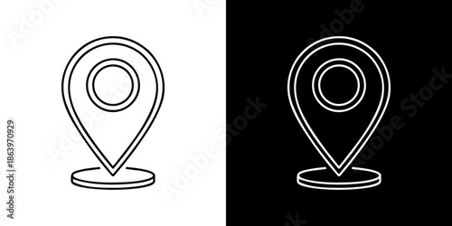 Modern outline graphic of a map location pin symbol, perfect for user interface design, digital navigation, and indicating geographical points of interest