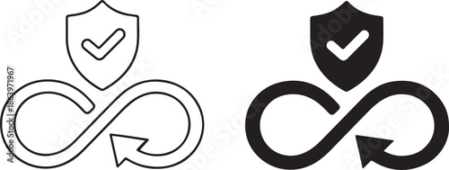 Secure loop icon design with shield and checkmark isolated on white background, Vector, illustration