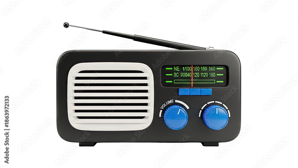 Fototapeta premium Retro Radio Receiver Isolated on White Background