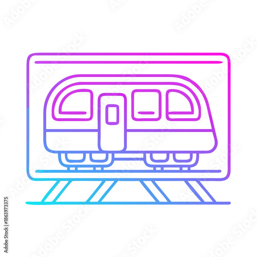 Neon Line Subway Train Icon