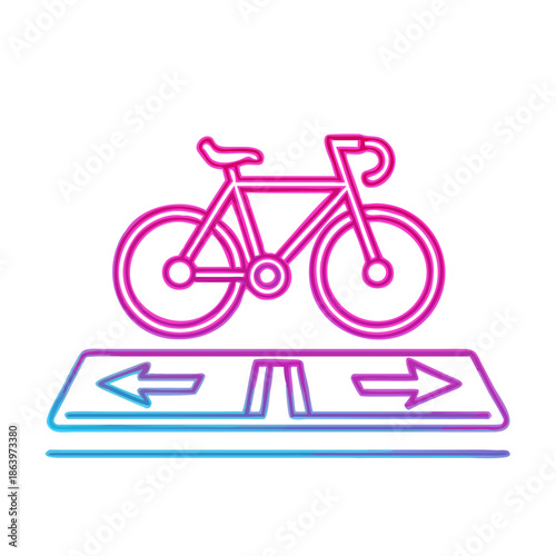Neon Line Urban Bicycle Lane Icon