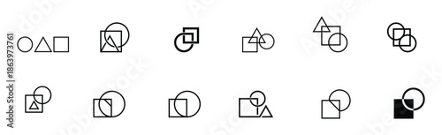 Abstract Circle Square Triangle Logo Set, Simple Geometric Form Logo Pack