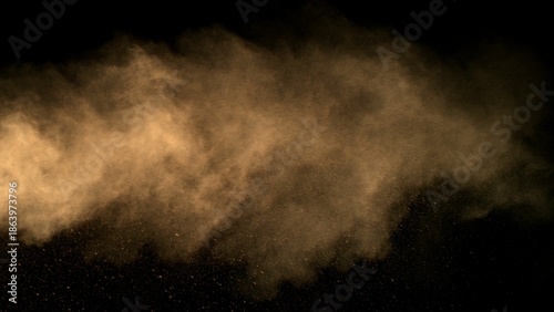 Fotografía Freeze Motion Shot of Flying Sand Dust , Isolated on Black Background