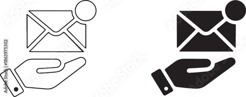 Hand receiving email notification icon illustration isolated on white background, Vector, illustration