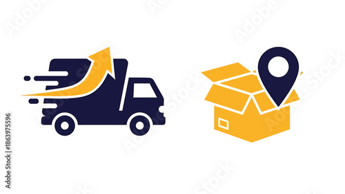 Modern Vector Icons for Fast Shipping and Package Tracking Services E-commerce Logistics Solution Graphic Elements