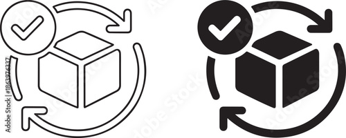 Package return process icon set isolated on white background, Vector, illustration