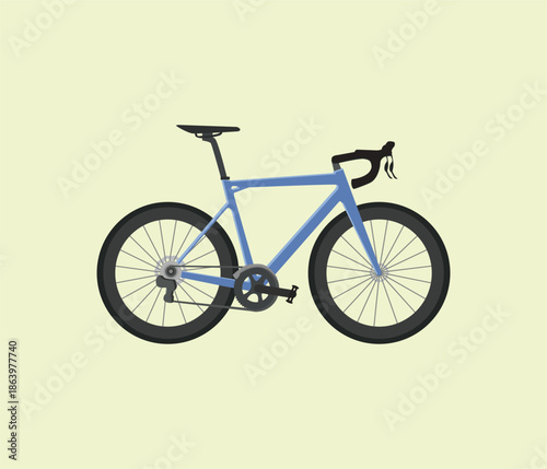 Road bike with lightweight frame. Sport race bicycle vector illustration.