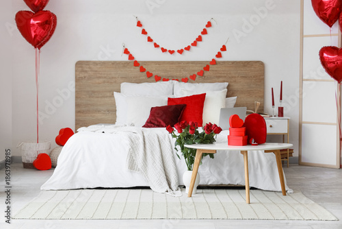 Interior of light bedroom d...