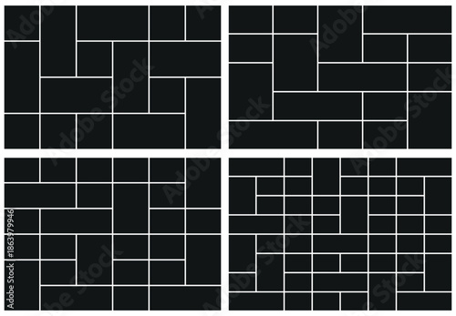 Collage frames for photo or illustration.  Blank photo collage template.  Image collage layout template set. Photo album or memory wall idea for banner, poster, mockup, flyer, brochure. 