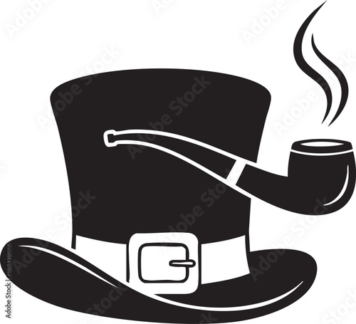 Stylish top hat with smoking pipe accessory