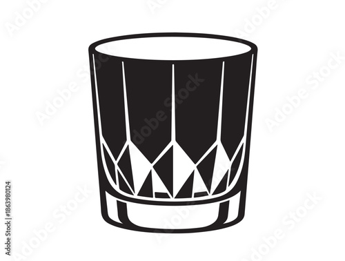  Cut Glass Tumbler Icon Icon in silhouette white background.