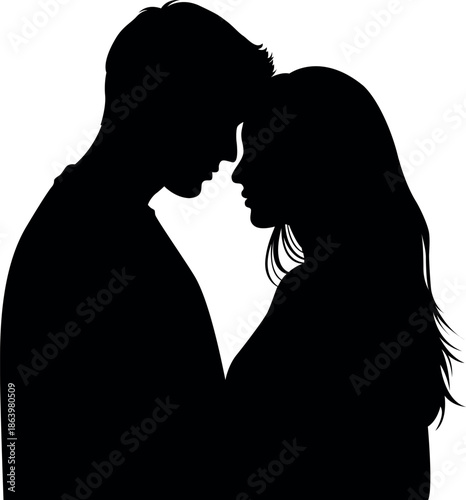 Silhouette of a couple facing each other