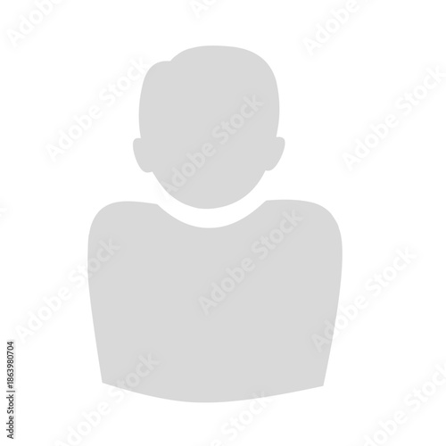 Gray Silhouette Of A Man Head and Shoulder, A Placeholder Image On A White Background.
