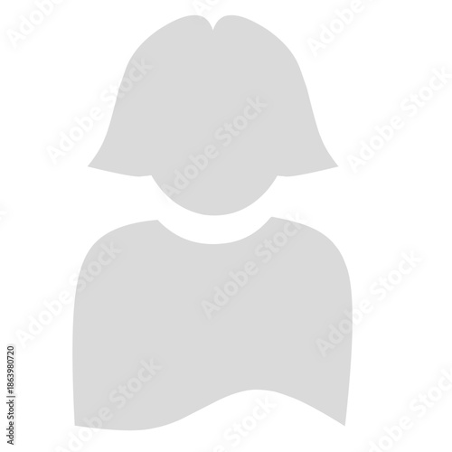 Gray Silhouette Of A Woman Head and Shoulder, A Placeholder Image On A White Background.