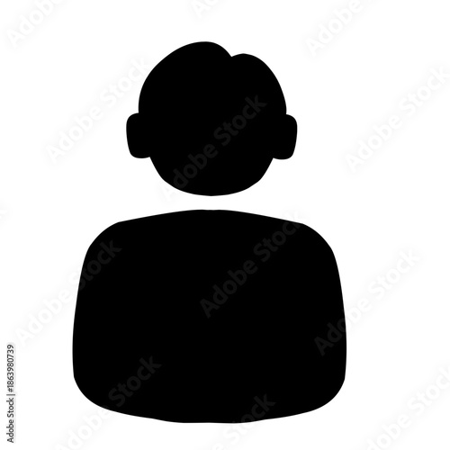 Black Silhouette Of A Man Head and Shoulder, A Placeholder Image On A White Background.