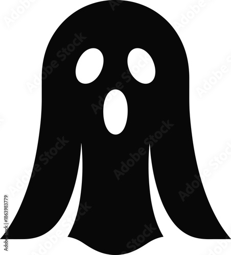 Minimalist Black Ghost Vector Graphic Illustration for Halloween Decorations and Spooky Themes Design