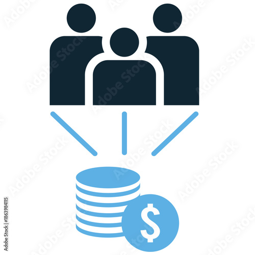 Crowdfunding campaign icon vector for online fundraising. Ideal for startups, donation goals, community backing, and digital money collection.